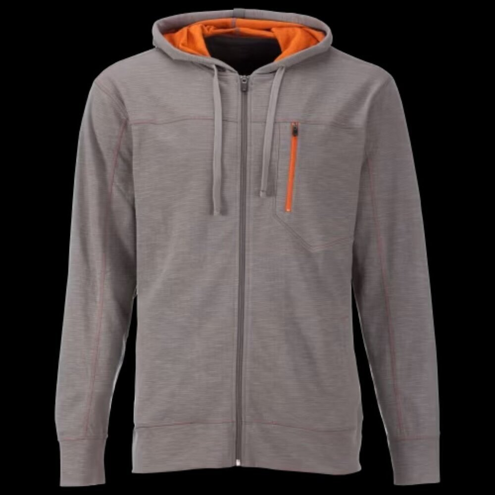Eddie Bauer Gray Zip-Up Hoodie with Orange Accent Size Large